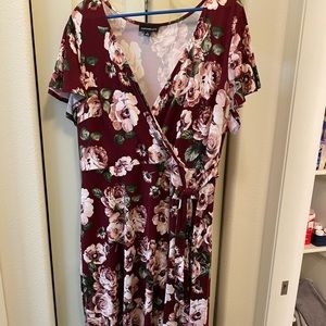 Beautiful Floral Red High-Low Dress (1X)